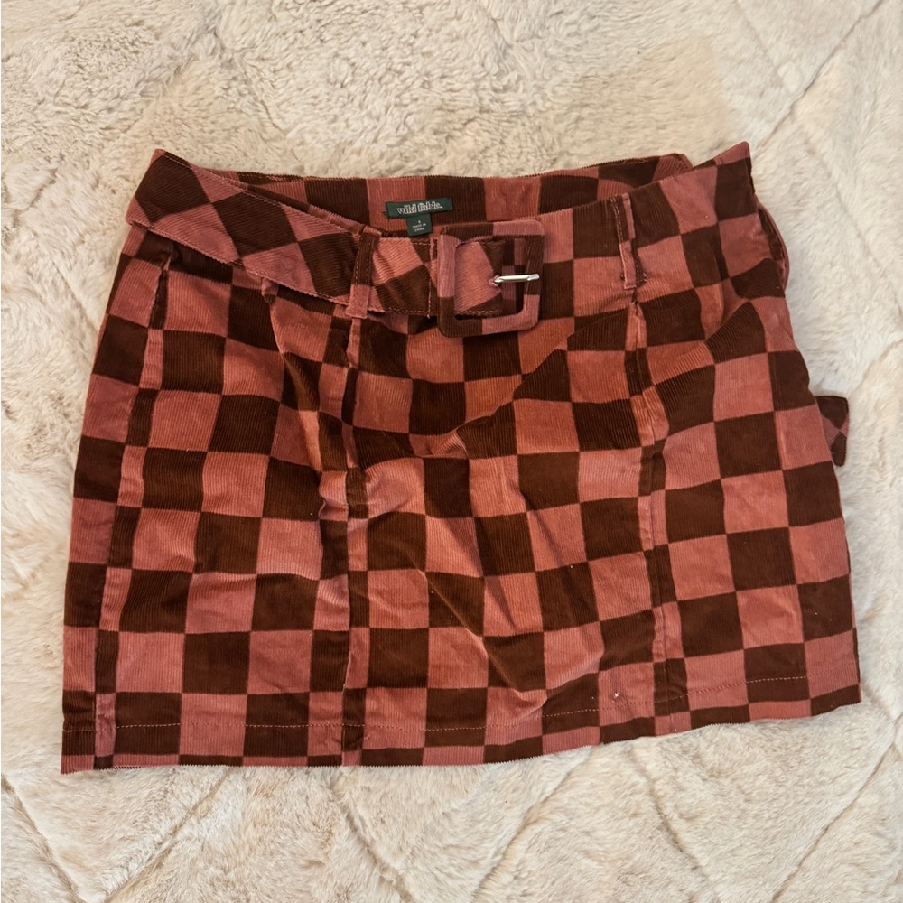 Wild Fable Checkered Mini Skirt with Buckle